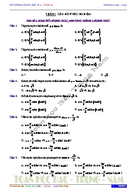 Đề cương ôn thi học kì 1  Toán 11 - Phần 1 Câu hỏi trắc nghiệm